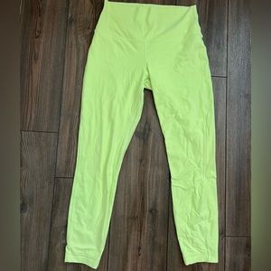 Neon green align high waisted lululemon leggings 25”